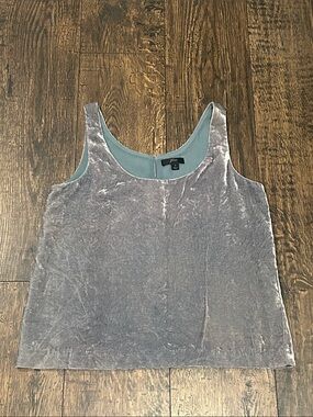 J. Crew Silver Crushed Velvet Scoop Neck Boxy Tank